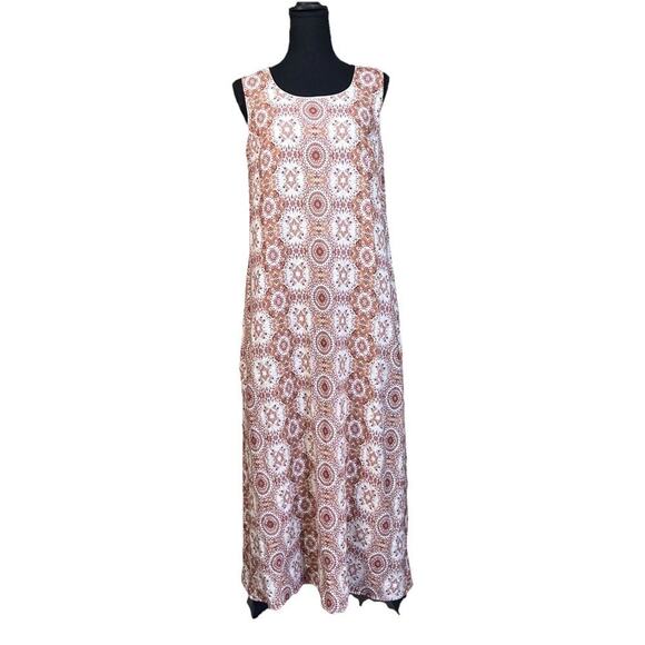 Coldwater Creek Maxi Dress Womens Size 6P Orange Linen Blend Beachy Mature - Picture 1 of 12